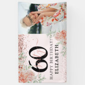 ピンクエレガントフローラ60誕生日写真 横断幕 (縦)