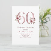 ピンクエレガントフローラ60誕生日 招待状 (スタンド正面)