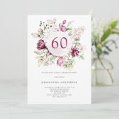 ピンクエレガントフローラ60th誕生日パーティー 招待状 (スタンド正面)