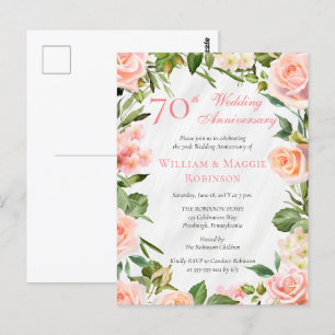 ピンクエレガントフローラ70周年結婚パーティー ポストカード