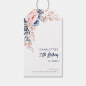 ピンクエレガントフローラ70誕生日カスタム ギフトタグ (正面)