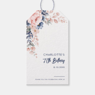 ピンクエレガントフローラ70誕生日カスタム ギフトタグ