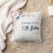 ピンクエレガントフローラ70誕生日カスタム クッション (ブランケット)