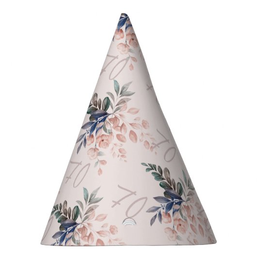 ピンクエレガントフローラ70誕生日カスタム パーティーハット (右)