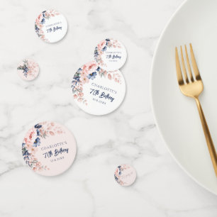 ピンクエレガントフローラ70thバースデーパーティーカスタム コンフェッティ