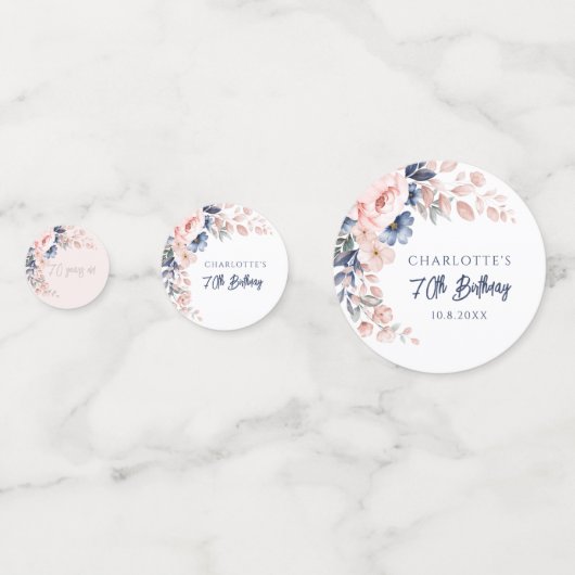 ピンクエレガントフローラ70thバースデーパーティーカスタム コンフェッティ (正面)