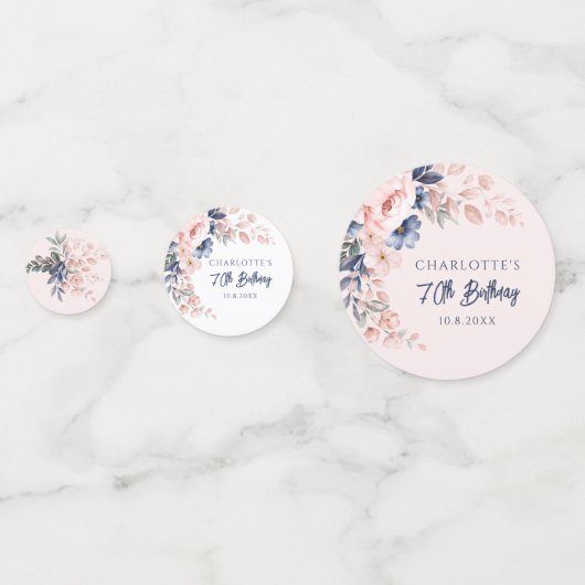 ピンクエレガントフローラ70thバースデーパーティーカスタム コンフェッティ (裏面)