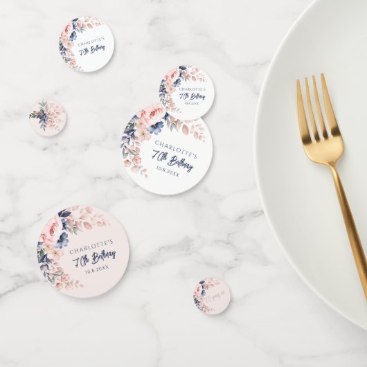 ピンクエレガントフローラ70thバースデーパーティーカスタム コンフェッティ (グループ)