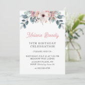 ピンクエレガントフローラ70thバースデーパーティー招待状 招待状 (スタンド正面)