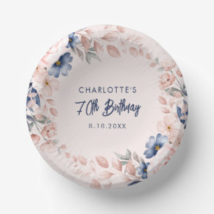 ピンクエレガントフローラ70th誕生日パーティー ペーパーボウル