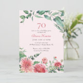 ピンクエレガントフローラ70th誕生日パーティー 招待状 (スタンド正面)