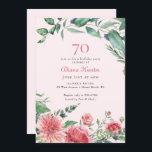 ピンクエレガントフローラ70th誕生日パーティー 招待状<br><div class="desc">ピンクエレガントフローラ70th Birthday Partyへの招待</div>