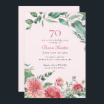 ピンクエレガントフローラ70th誕生日パーティー 招待状<br><div class="desc">ピンクエレガントフローラ70th Birthday Partyへの招待</div>