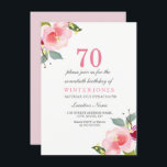 ピンクエレガントフローラ70th Birthday Partyへの招待 招待状<br><div class="desc">ピンクエレガントフローラ70th Birthday Party Invitation Hand 絵を描フローラ水の色のデザイン上記のデザインのマッチングを参照してください： www.createthecut.com</div>
