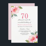ピンクエレガントフローラ70th Birthday Partyへの招待 招待状<br><div class="desc">ピンクエレガントフローラ70th Birthday Party Invitation Hand 絵を描フローラ水の色のデザイン上記のデザインのマッチングを参照してください： www.createthecut.com</div>