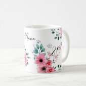 ピンクエレガントフローラ80位誕生日ナナ コーヒーマグカップ (正面右)