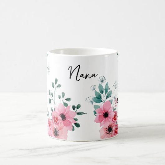 ピンクエレガントフローラ80位誕生日ナナ コーヒーマグカップ (中央)