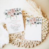 ピンクエレガントフローラ《キリスト教》洗礼式や命名式バプテスマ招待状 招待状