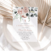 ピンクエレガントフローラ《キリスト教》洗礼式や命名式バプテスマ招待状 招待状