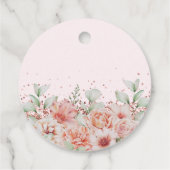 ピンクエレガントフローラ&グリッター誕生日パーティー フェイバータグ (裏面)