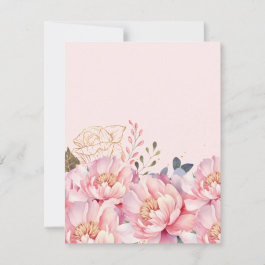 ピンクエレガントフローラ&グリッター40歳の誕生日パーティー 招待状 (裏面)