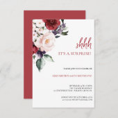 ピンクエレガントフローラ&グリッター50th誕生日パーティー 招待状 (正面/裏面)