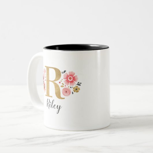 ピンクエレガントフローラ ツートーンマグカップ (正面左)