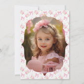ピンクエレガントフローラ&ボーガール誕生日 招待状 (裏面)