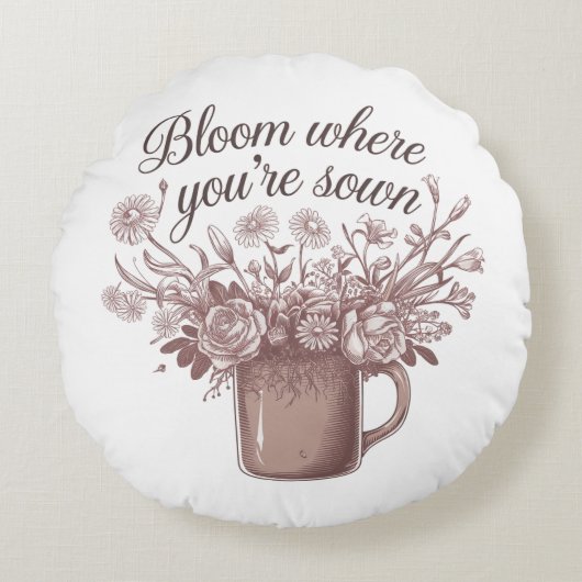 ピンクエレガントフローラ ラウンドクッション (正面)