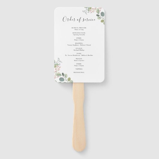 ピンクエレガントフローラ |葬式プログラムセット・オブ・ファン ハンドファン (裏面)