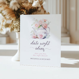 ピンクエレガントブライダルシャワーティーデイトナイトアイディア 台座サイン