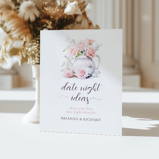 ピンクエレガントブライダルシャワーティーデイトナイトアイディア 台座サイン