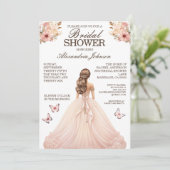 ピンクエレガントブライダルシャワードファンシーレス招待状 招待状 (スタンド正面)