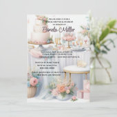 ピンクエレガントブライダルシャワールンチョン招待状 招待状 (スタンド正面)