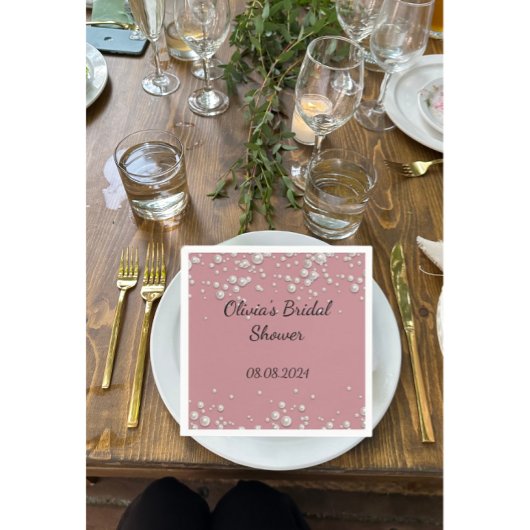 ピンクエレガントブライダルシャワー結婚ズ スタンダードカクテルナプキン