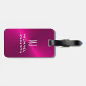 ピンクエレガントブラシ仕上げメタリックモノグラムのイニシャル ラゲッジタグ (裏面横)