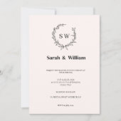 ピンクエレガントブラックとホワイトのミニマ結婚リスト 招待状 (正面)