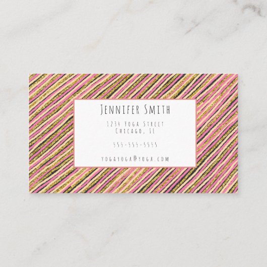 ピンクエレガントブラックイエロー金ゴールドサンモノグラム 名刺 (裏面)