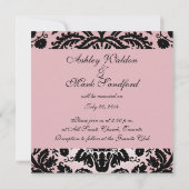 ピンクエレガントブラックダマスクウェディング招待状#2 招待状 (裏面)