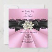 ピンクエレガントブラックパールジュエルバースデーパーティー 招待状 (裏面)