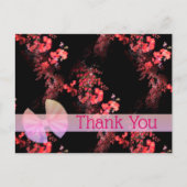 ピンクエレガントブラックフローラ有難はがき ポストカード (正面)