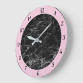 ピンクエレガントブラックマーブルトレンディー ラージ壁時計 (傾斜)