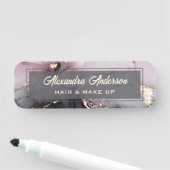 ピンクエレガントブラック金ゴールドグリッター瑪瑙抽象芸術 名札 (インサイチュ)