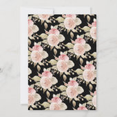 ピンクエレガントブラック金ゴールドフローラ赤ちゃんシャワーブランチ 招待状 (裏面)