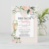 ピンクエレガントブランチとバブリーブライダルシャワーInvite 招待状 (スタンド正面)