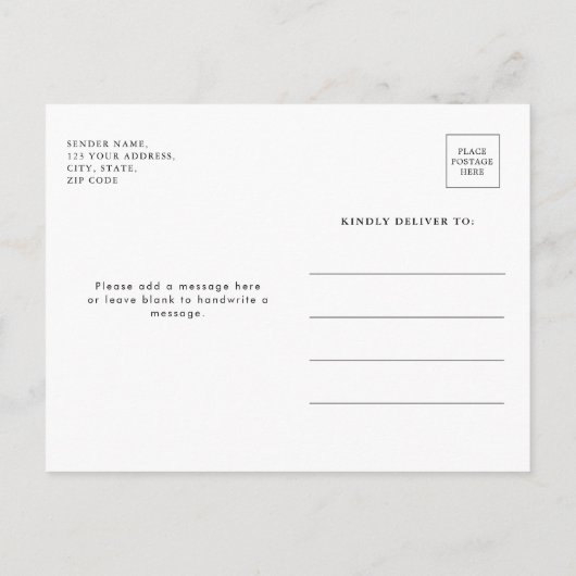 ピンクエレガントブランチ&バブリーブライダルシャワー インビテーションポストカード (裏面)