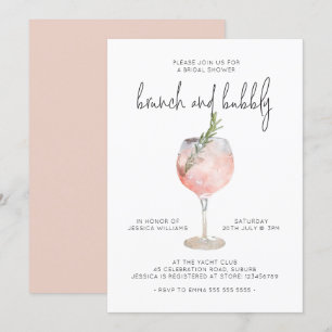 ピンクエレガントブランチ&バブリーブライダルシャワー 招待状