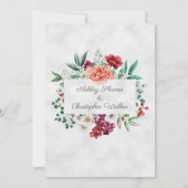 ピンクエレガントブルゴーニュフローラ結婚ズ 招待状 (裏面)