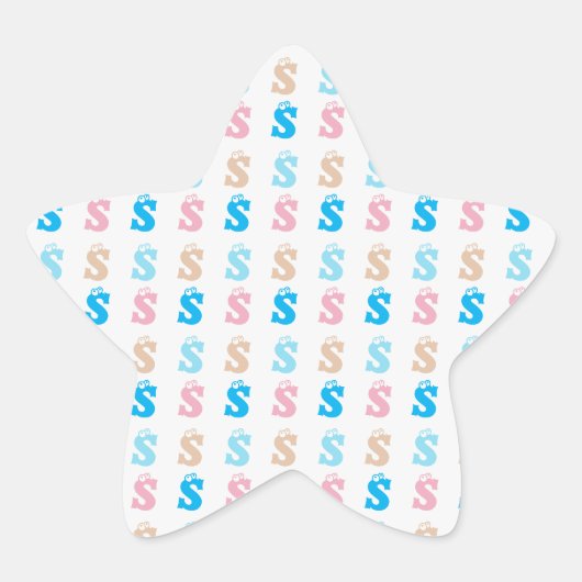 ピンクエレガントブルーのおもしろいモノグラムの文字パターン 星シール (正面)