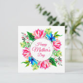 ピンクエレガントブルーの水色ハッピーマザーズデイ シーズンカード (スタンド正面)